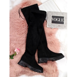 Fekete csizma a Navy Dot W WOL12 platformon 1