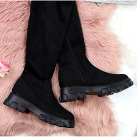 Fekete csizma a Navy Dot W WOL12 platformon 2