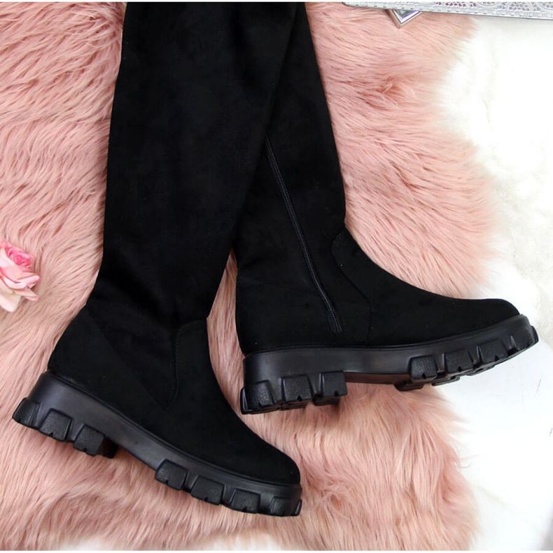 Fekete csizma a Navy Dot W WOL12 platformon 2