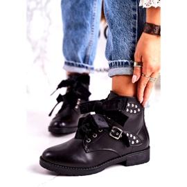 SEA Női meleg csizma csattal és szalaggal Fekete különleges 1