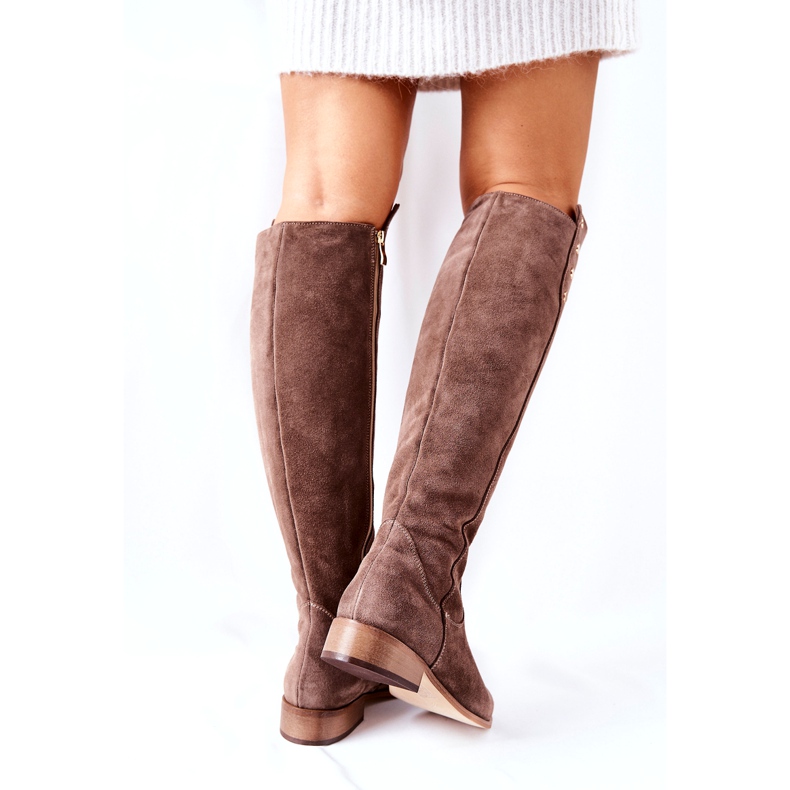 Lewski Shoes Velúr bőrcsizma Föld velúr 2840 bézs 4