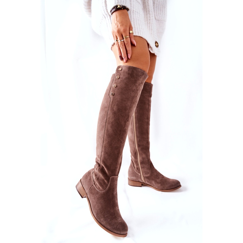 Lewski Shoes Velúr bőrcsizma Föld velúr 2840 bézs 5