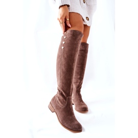 Lewski Shoes Velúr bőrcsizma Föld velúr 2840 bézs 6