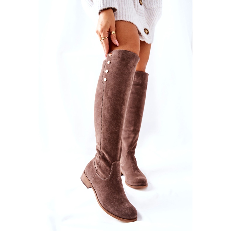 Lewski Shoes Velúr bőrcsizma Föld velúr 2840 bézs 6