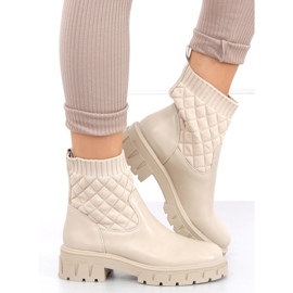 Csizma steppelt felsővel Elin Beige bézs 2 Csizma steppelt felsővel Elin Beige bézs 2