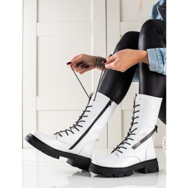 Csizma dekoratív cipzárral Sergio Leone fehér 2