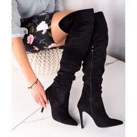 TRENDI Szexi magas sarkú csizma fekete 2