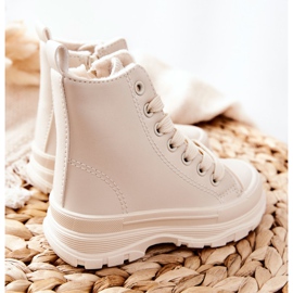 FR1 Gyerek bőr meleg cipők Világos bézs Bomi 2