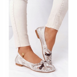 Női bőr balerinák Maciejka 01358-44 Piszkos bézs 3