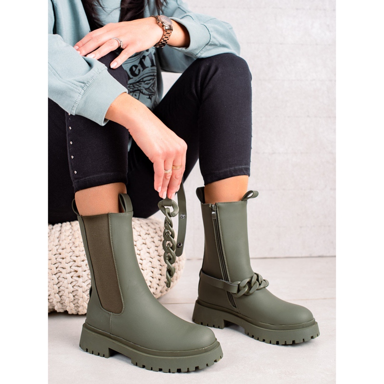 TRENDI Zöld munkások dekoratív csíkkal 1