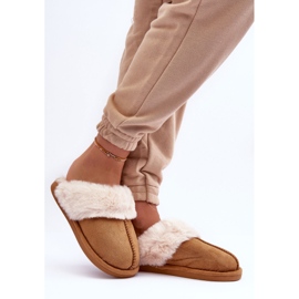 Női papucs Papucs szőrme Camel Pinky barna 2