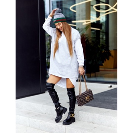 Magas csizma dekoratív elemmel, fekete Masha 1