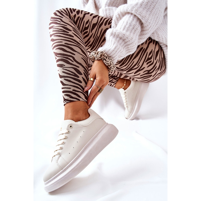 Bőr sportcipő bézs Lemmy platformon 2