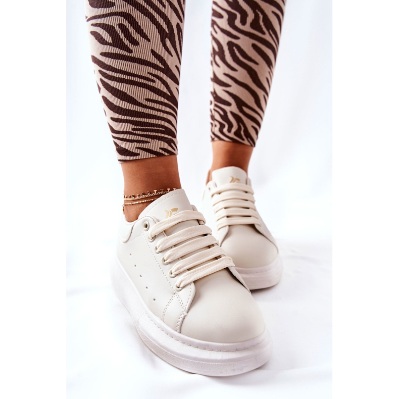 Bőr sportcipő bézs Lemmy platformon 1