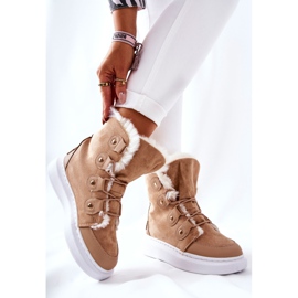 Bézs komló meleg bakancs szőrrel khaki 2