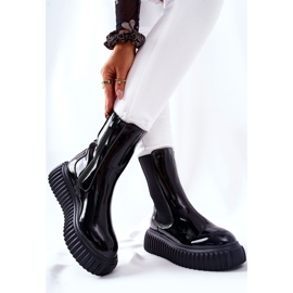 PS1 Magas lakkozott csizma a Black Sereia platformon fekete 2