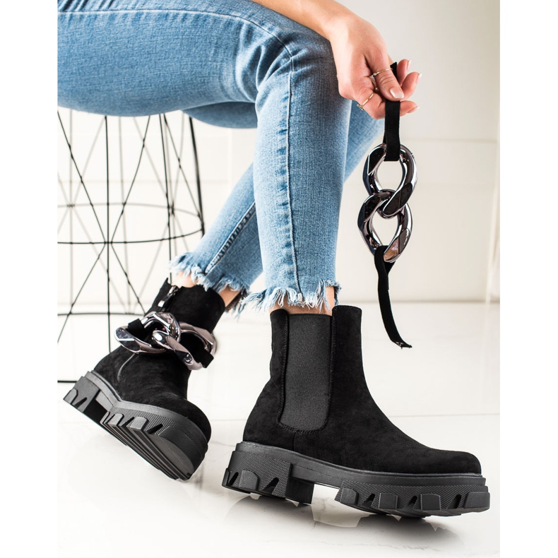 Velúr csizma az S. Barski platformon fekete 1