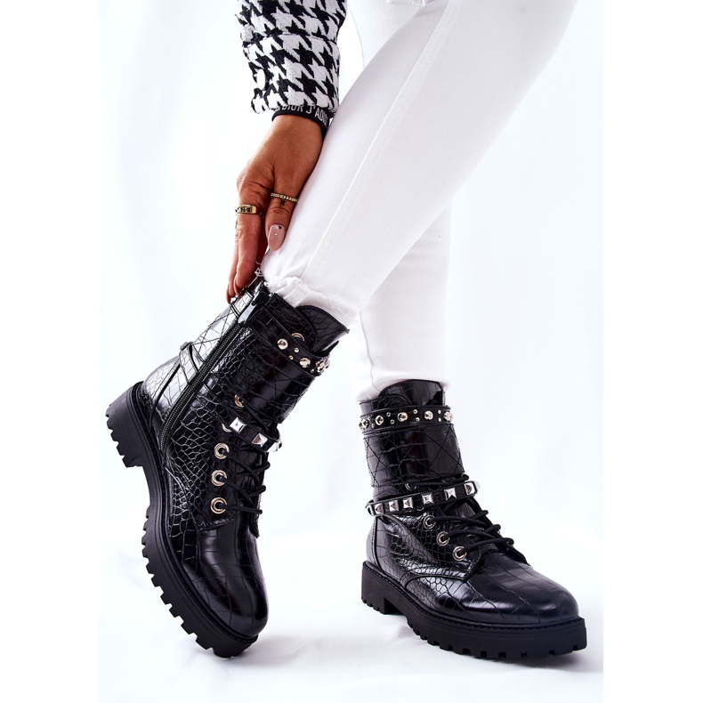 PG1 Fekete Nephele meleg csizma dolgozóknak szegecsekkel 2