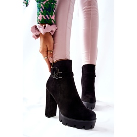 Velúr csizma magas sarkú cipő fekete Dianne 2