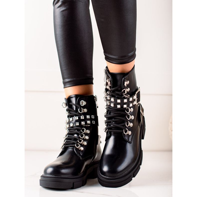 TRENDI Stílusos dolgozók strasszokkal fekete 2