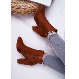 Női teve magassarkú csizma barna 4