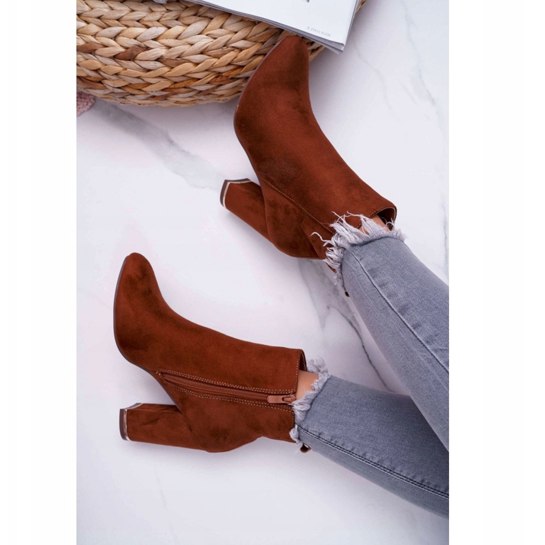 Női teve magassarkú csizma barna 4