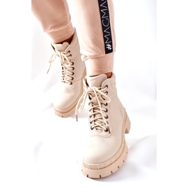 Ideal Shoes Timberki Csizma Traperki Beżowe Mustgrow bézs 2