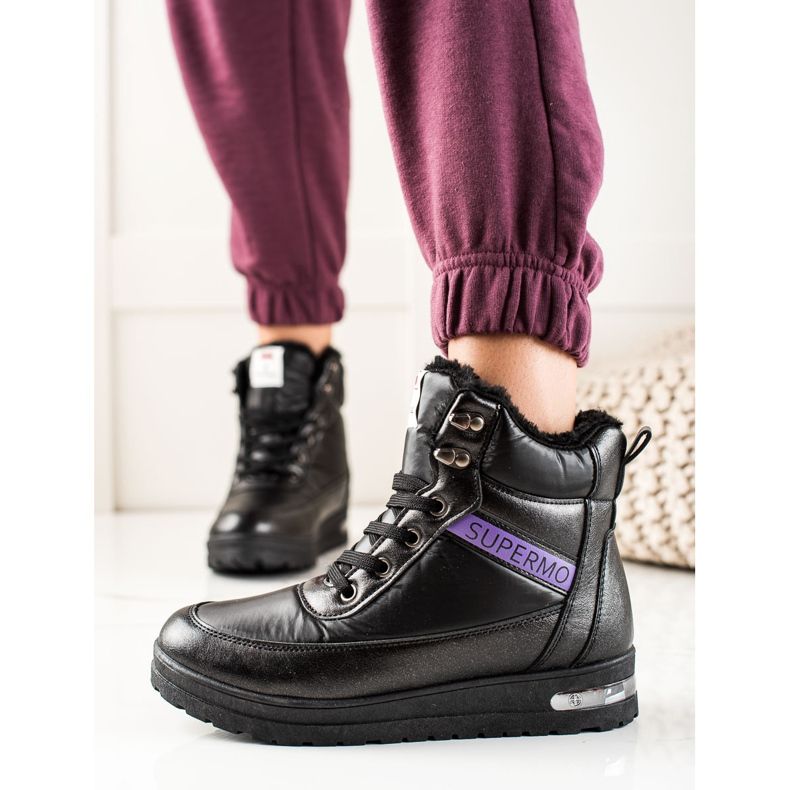 TRENDI Hócsizma Glitter Supermo-val fekete 1