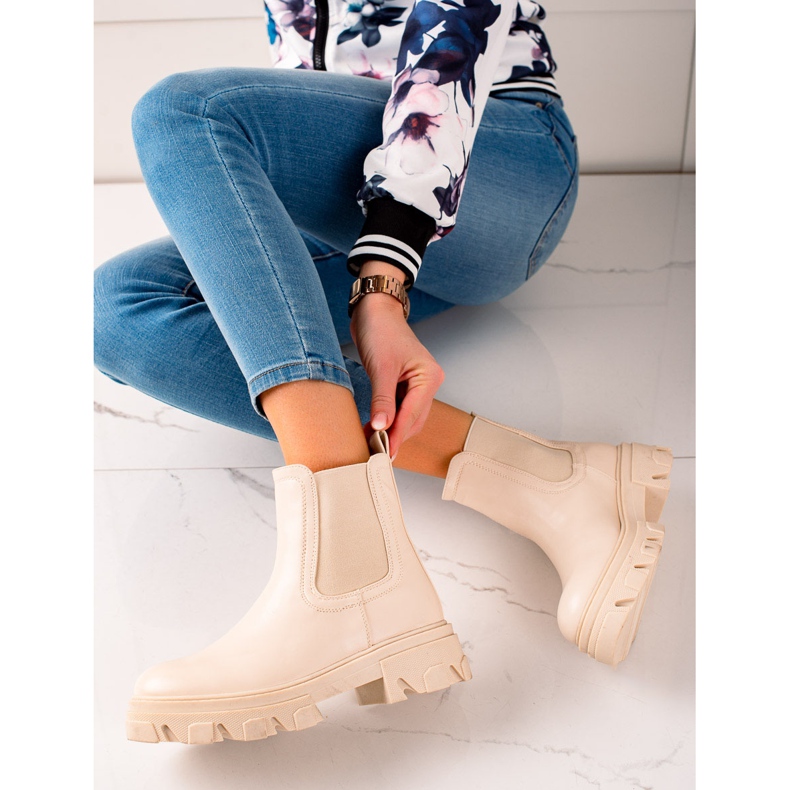Seastar Divatos Chelsea csizma a platformon bézs 1