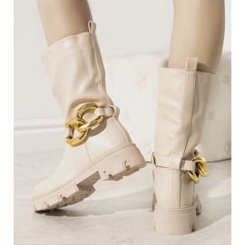 Bézs színű hőszigetelt csizma Harrison lánccal 1