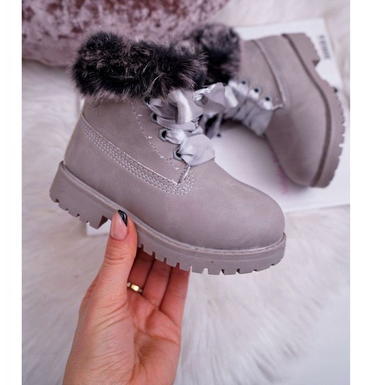 FRROCK Szőrmeszürke Tesoro csapdákkal felmelegített gyermekcsizmák 2