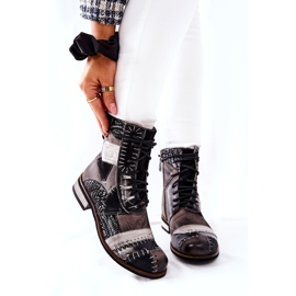 Maciejka szürke bőr Jodhpur csizma 05095-03 fekete 1