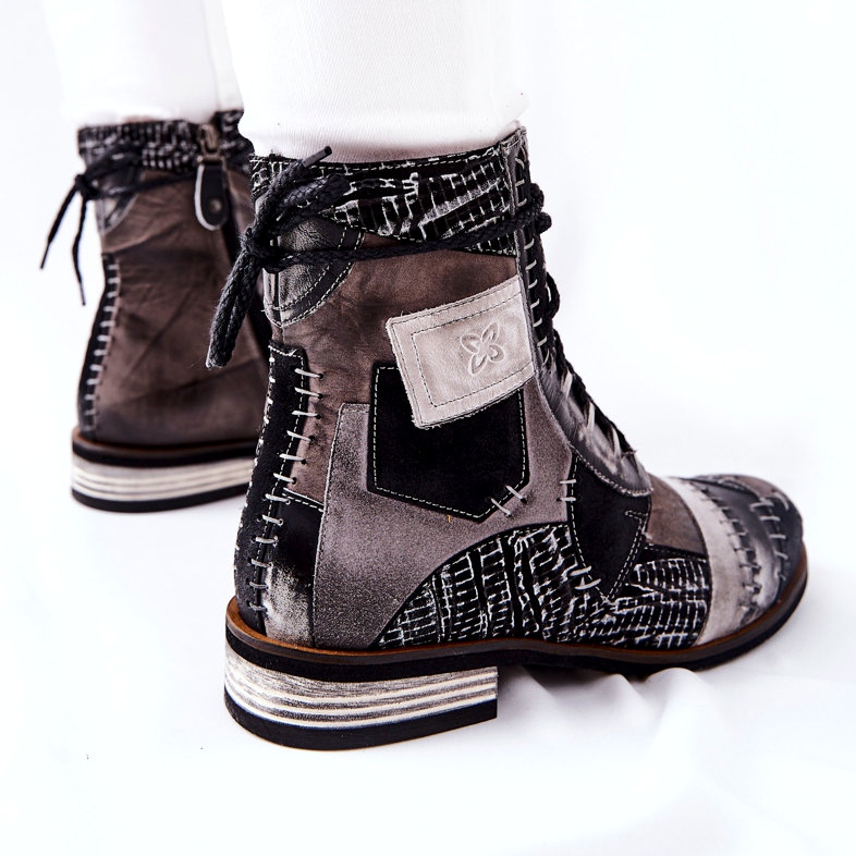 Maciejka szürke bőr Jodhpur csizma 05095-03 fekete 2