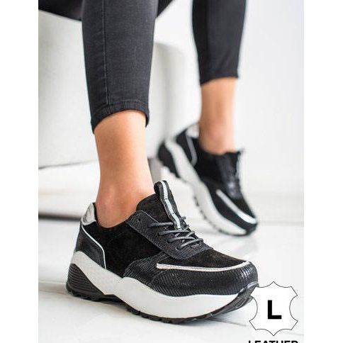 VINCEZA fekete bőr cipők ezüst 1