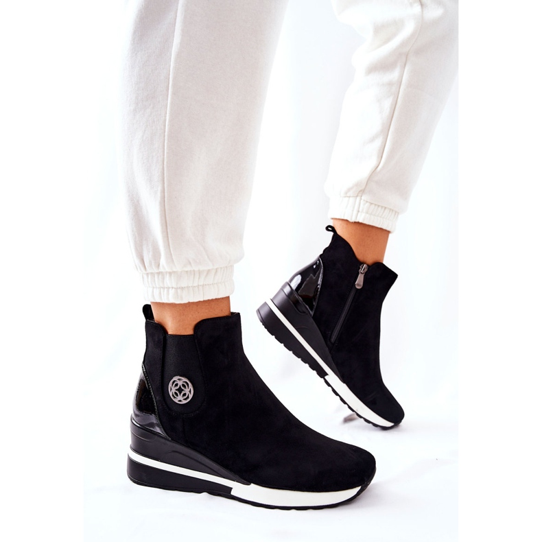 POTOCKI Velúr fekete csizma Wedge Lunelle-n 1