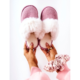 Meleg rózsaszín papucs Flamarin szőrmével bézs 1