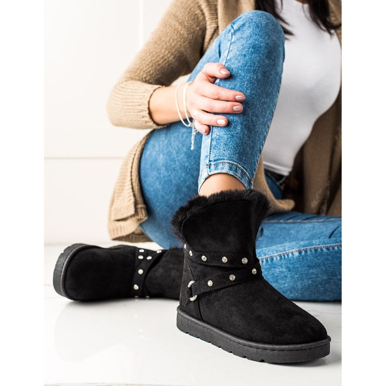 TRENDI Fekete Mukluki cirkóniával 2