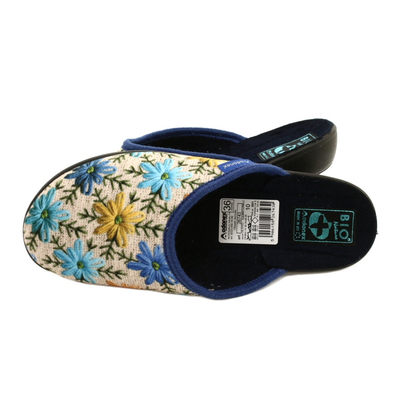 Virágos női papucs Adanex 26743 bézs-kék 5 Virágos női papucs Adanex 26743 bézs-kék 5