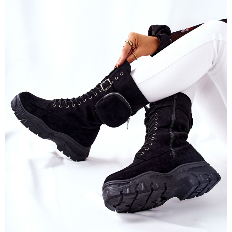 Velúr Csizma A Platformon Vese Fekete Issantival 1