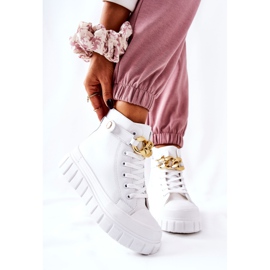 Magas Cipők A White Standies Platformon fehér aranysárga 2