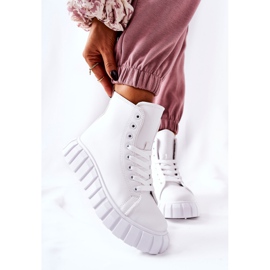 Bőr magas cipők a fehér Meniphise platformon 1