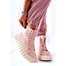 Velúr magas cipők rózsaszín Meniphise platformon bézs 2