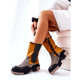 Magas Maciejka bőrcsizma sárga-szürke 05141-07 bézs fekete aranysárga 1 Magas Maciejka bőrcsizma sárga-szürke 05141-07 bézs fekete aranysárga 1