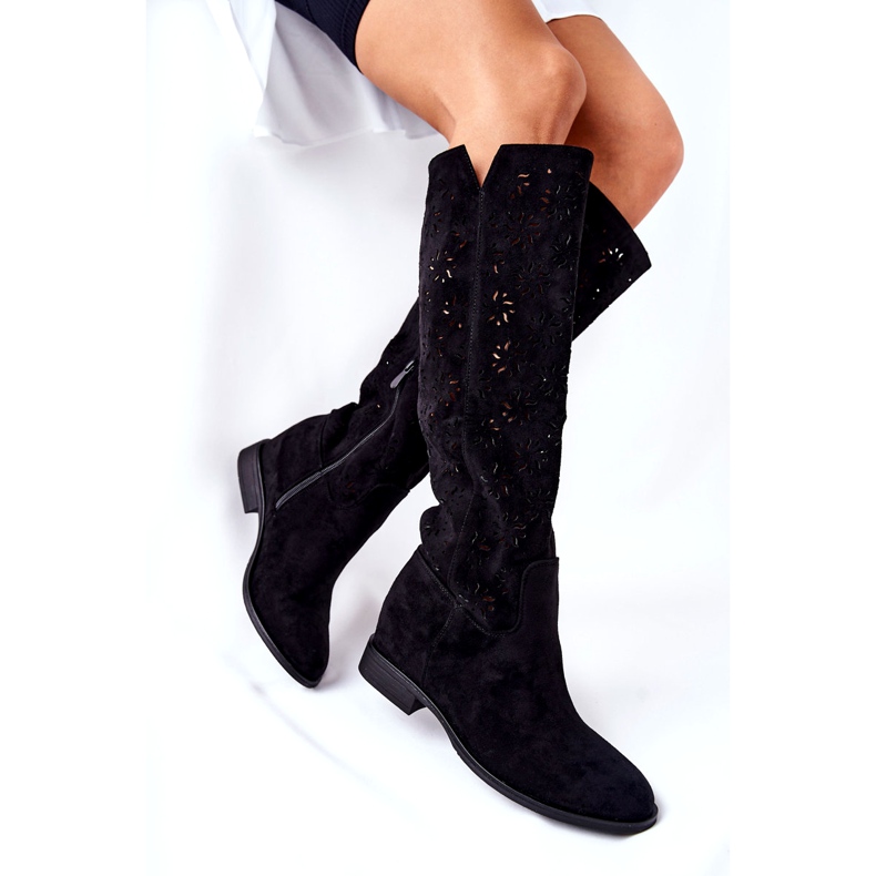 PG1 Áttört csizma egy rejtett fekete ék Lara piros 1