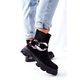 S.Barski Női szigetelt csizma, fekete chelsea csizma díszes 2