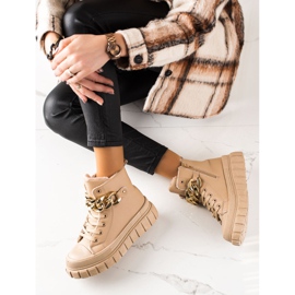 TRENDI Meleg csizmás cipők bézs 1