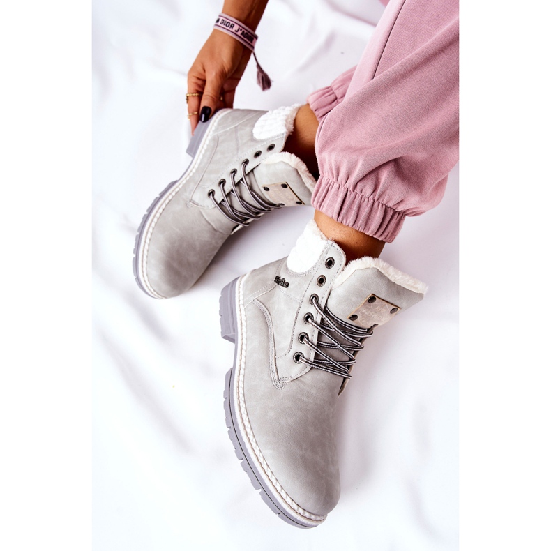 PH1 Melegített bőr trappers világosszürke Laralis 1