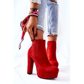 PS1 Velúr magas sarkú csizma Red Sarsea piros 2