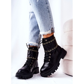 Fekete Munkáscsizma Fekete Caleanor lánccal 2