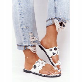 PS1 Bőr papucs strasszokkal Fehér Ava 2